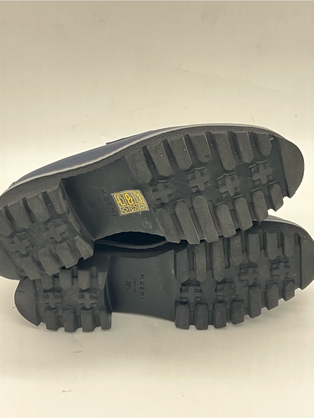 M. Gemi Navy Croc-Embossed Leather Penny Loafers - Picture 8 of 9